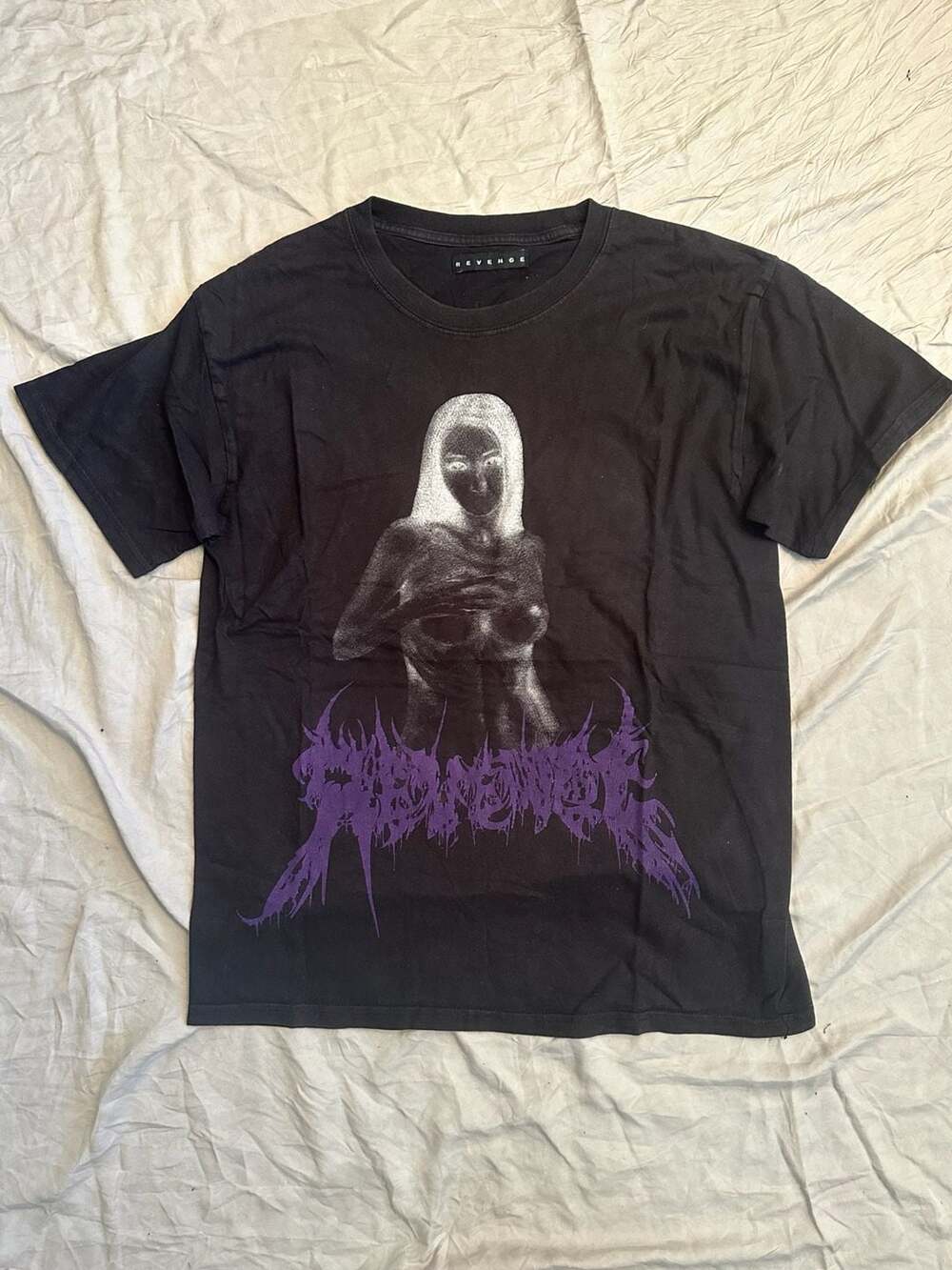 Revenge Graphic T-Shirt Black Size Medium